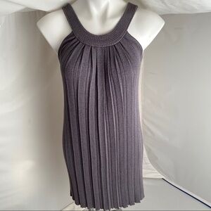Pookie and Sebastian silver gray pleated halter dress S